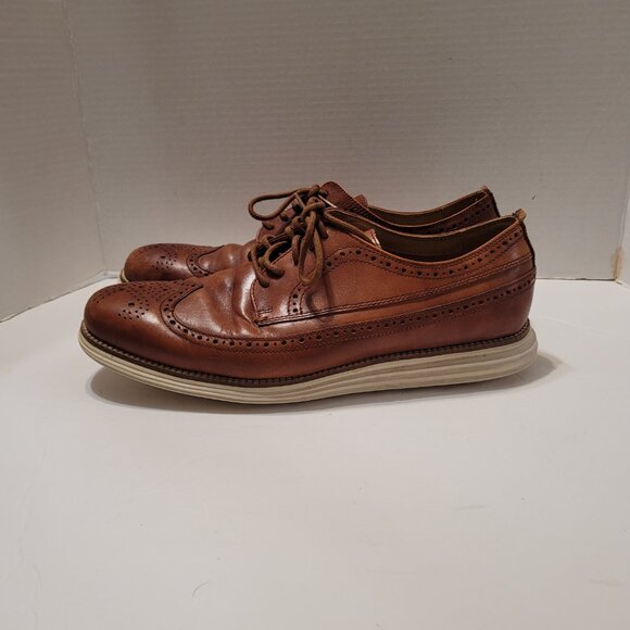 Cole Haan Grand.os Shoes Men's Oxford Wingtip Brown Woodbury Office Shoes 10.5M - Picture 7 of 12